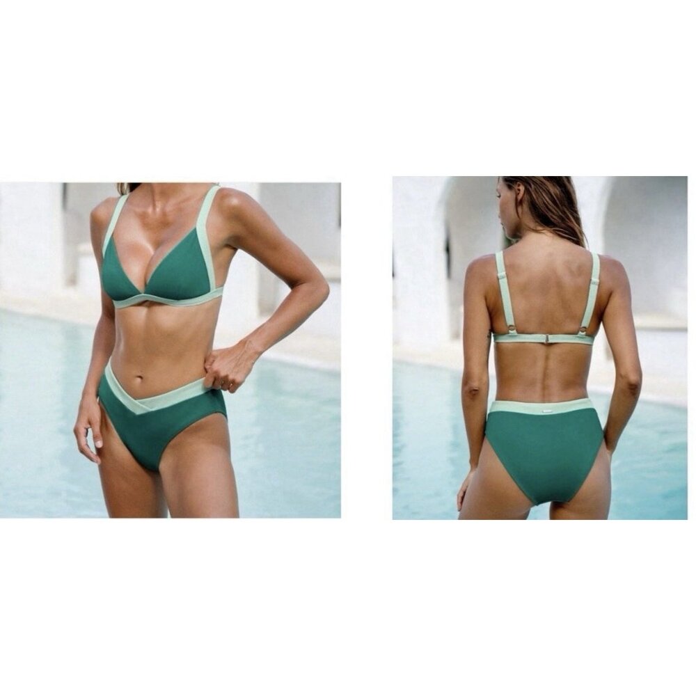 Berlook 2 Piece Swimsuit Bikini Size S Small Blue Green Contrast NEW